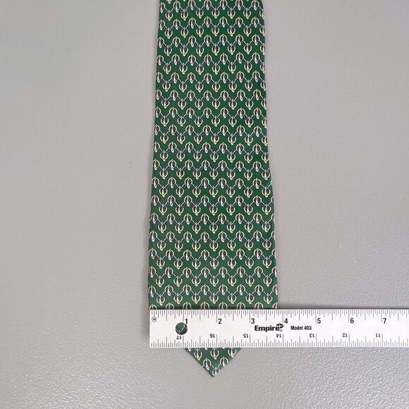 FENDI MENS SILK TIE GREEN WITH DESIGN - Picture 3 of 4